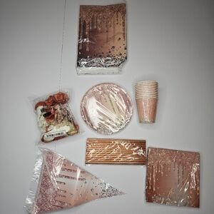 Rose Gold Party Supplies Set